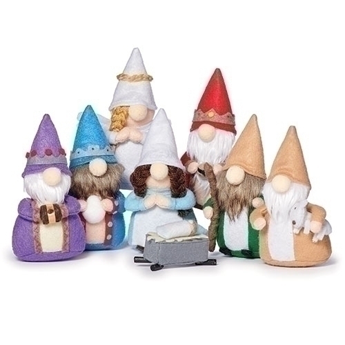 Roman CM Nativity 12.5cm/5" Felt Gnome Nativity in Carry Bag (S/8)