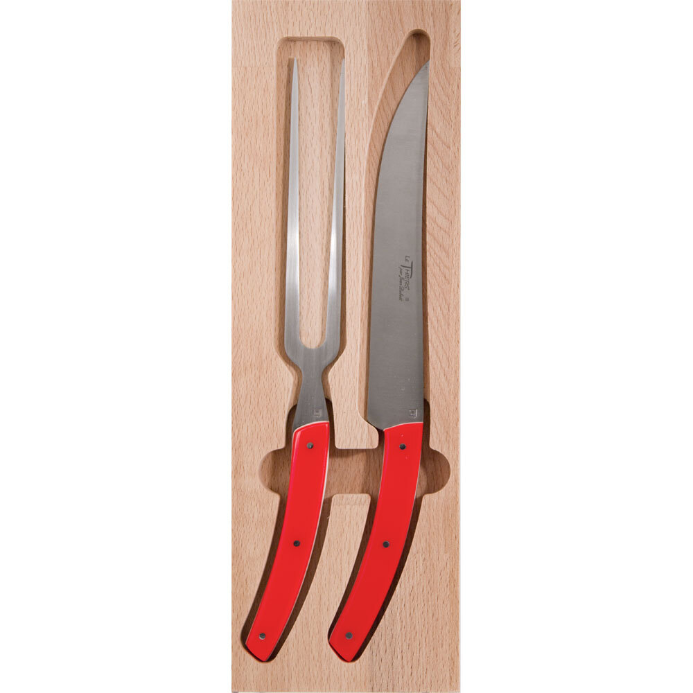 Jean Dubost Thiers 2Pc Carving Set (Red)