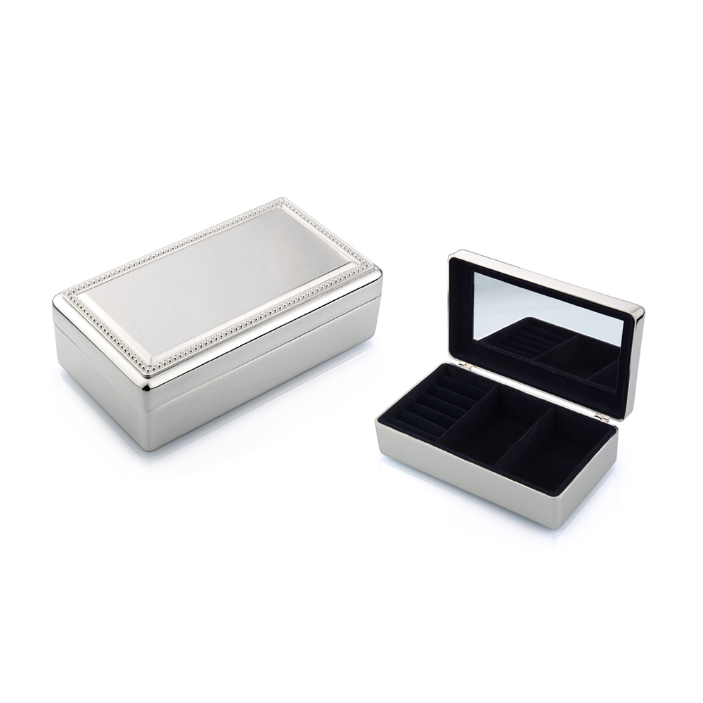 Whitehill Giftware Silver Plated Rectangular Beaded Jewellery Box