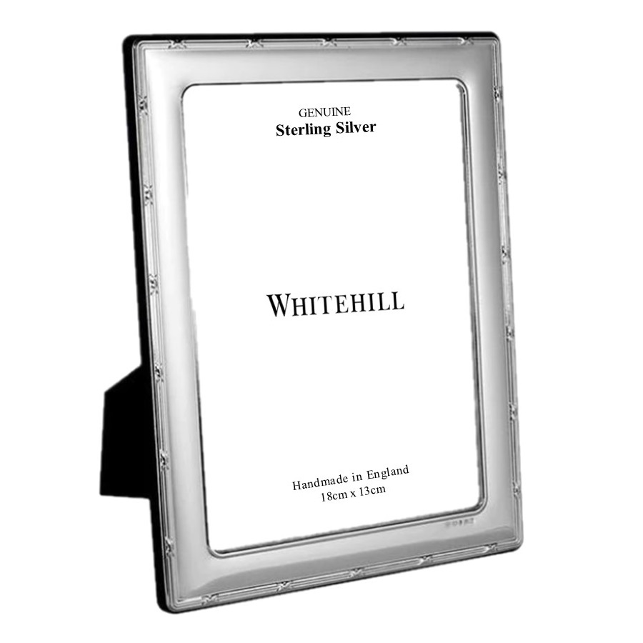 sterling silver reed and ribbon rectangular picture... Sterling Silver Frames - Reed Ribbon Frame, 13cm x 18cm - Whitehill Silver