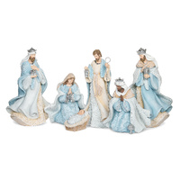 Roman Christmas - 25cm/10" Blue Leaf Nativity Set (S/6)