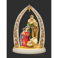 Roman Christmas - 25cm/10" Lit Holy Family in Arch