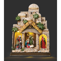 Roman Christmas - 28cm/11" Lit Nativity in Town
