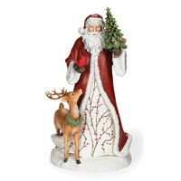 Roman Christmas - 46cm/18" Frosted Berry Santa with Deer & Tree