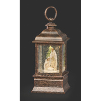 Roman Christmas - 23cm/9" Poinsettia Lit Holy Family Water Lantern