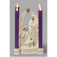 Roman Christmas - 25cm/10" Poinsettia Holy Family Advent Candle