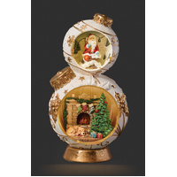 Roman Christmas - 38cm/15" Lit Santa with Fireplace Ornament Stack