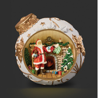 Roman Christmas - 20cm/8" Lit Santa with Fireplace Ornament