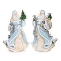 Roman Christmas - 25cm/10" Blue & Ivory Santas with Leaf (2AT)