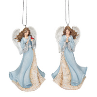 Roman Christmas - 10cm/4" Blue Angels with Leaf HO (2AT)