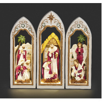 Roman Christmas - 30cm/12" Merry Mistletoe Lit Triptych Nativity