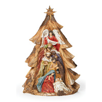 Roman Christmas - 33cm/13" Nativity in Carved Tree