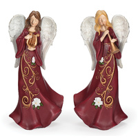 Roman Christmas - 23cm/9" Merry Mistletoe Angels with Harp & Trumpet (2AT)