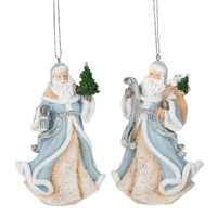 Roman Christmas - 10cm/4" Blue Santas with Tree & List HO (2AT)
