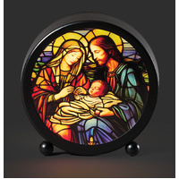 Roman Christmas - 10cm/4" Lit Stained Glass Holy Family