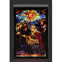 Roman Christmas - 13cm/5" Lit Stained Glass Holy Family
