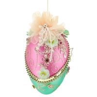 Mark Roberts - 18cm/7"Faberge Jewel Easter Egg Pink/Green HO