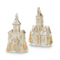 RAZ Holiday Rendezvous - 23cm/9" Lit Mercury Glass Church (2AT)