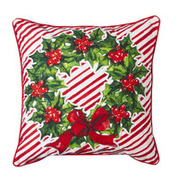 RAZ Christmas In The Garden - 45cm/18" Holly Wreath Pillow