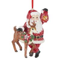 RAZ Holly & Pine - 10cm/4" Santa and Reindeer HO