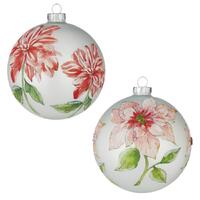 RAZ Holiday Rendezvous - 12.5cm/5" Watercolour Poinsettia Ball HO (2AT)