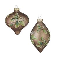 RAZ Seasons Frost - 14cm/5.5" Holly Patterned HO (2AT)