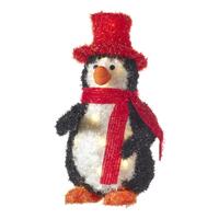 RAZ Dashing Through The Snow - 56cm/22" Tinsel Lit Penguin With Top Hat