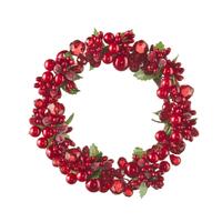 RAZ The Christmas Shop - 16.5cm/6.5" Red Beaded Mini-Wreath Candle Ring