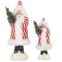 RAZ Christmas In The Garden - 48cm/18.75" Ticking Stripe Santa (S/2)