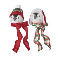 RAZ Dashing Through The Snow - 15cm/6" Plaid Scarf Penguin Head (2AT)