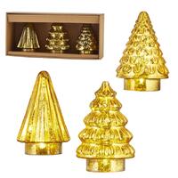 RAZ Holiday Rendezvous - 15cm/6" Gold Lit Trees (Bx/3)