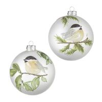 RAZ Seasons Frost - 11.5cm/4.5" Winter Chickadee Ball HO (2AT)
