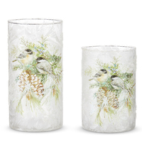 RAZ Christmas In The Garden - 20cm/7.75" Winter Chickadee Container (S/2)