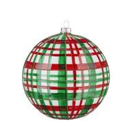 RAZ Holly & Pine - 15cm/6" Red & Green Plaid Ball HO