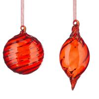 RAZ The Christmas Shop - 9cm/3.5" Red Glass Swirl HO (2AT)