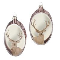 RAZ Seasons Frost - 15cm/6" Deer Head on Wood Slice HO (2AT)