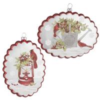 RAZ Holly & Pine - 14cm/5.5" Cardinal on Watering Can Oval Disc HO (2AT)
