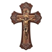 Roman Joseph's Studio - 26cm/10.25" Victorian Style Crucifix, Oak & Antique Gold Finish