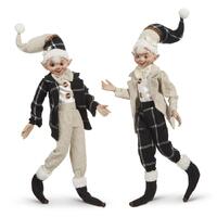 RAZ Bows & Baubles - 40cm/16" Black & White Posable Elf (2AT)