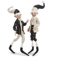 RAZ Bows & Baubles - 76cm/30" Black & White Posable Elf (2AT)