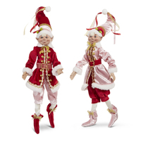 RAZ The Christmas Shop - 40cm/16" Red and Pink Posable Elf (2AT)