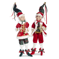 RAZ The Christmas Shop - 40cm/16" Plaid Red and Green Posable Elf (2AT)