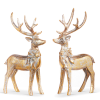 RAZ Champagne Wishes - 18cm/7" Aged Gold Deer with Bow HO (2AT)