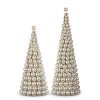 RAZ Charming Holiday - 39.5cm/15.5" Pearl Cone Trees (S/2)