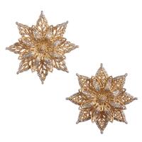 RAZ Champagne Wishes - 12.5cm/5" Glittered Gold Poinsettia HO (2AT)