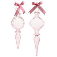 RAZ Holly Jolly Holiday - 28cm/11" Pink Blown Glass Finial HO (2AT)