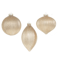 RAZ Champagne Wishes - 10cm/4" Champagne Glitter Ribbed HO (3AT)