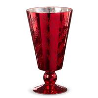 RAZ The Christmas Shop - 22cm/8.75" Red Leaf Pattern Mercury Glass Vase