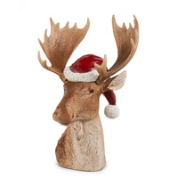 *NEW* RAZ Yuletide Traditions - 38.1cm/15" Moose with Santa Hat Bust