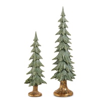 *NEW* RAZ Yuletide Traditions - 40.64cm/16" Glitter Trees on Antique Base (S/2)